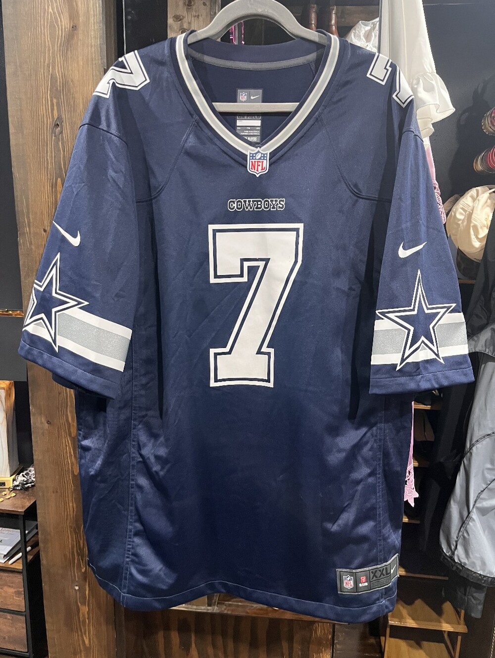 Nike Navy and White Cowboys #7 Football Jersey XXL *Worn Once.